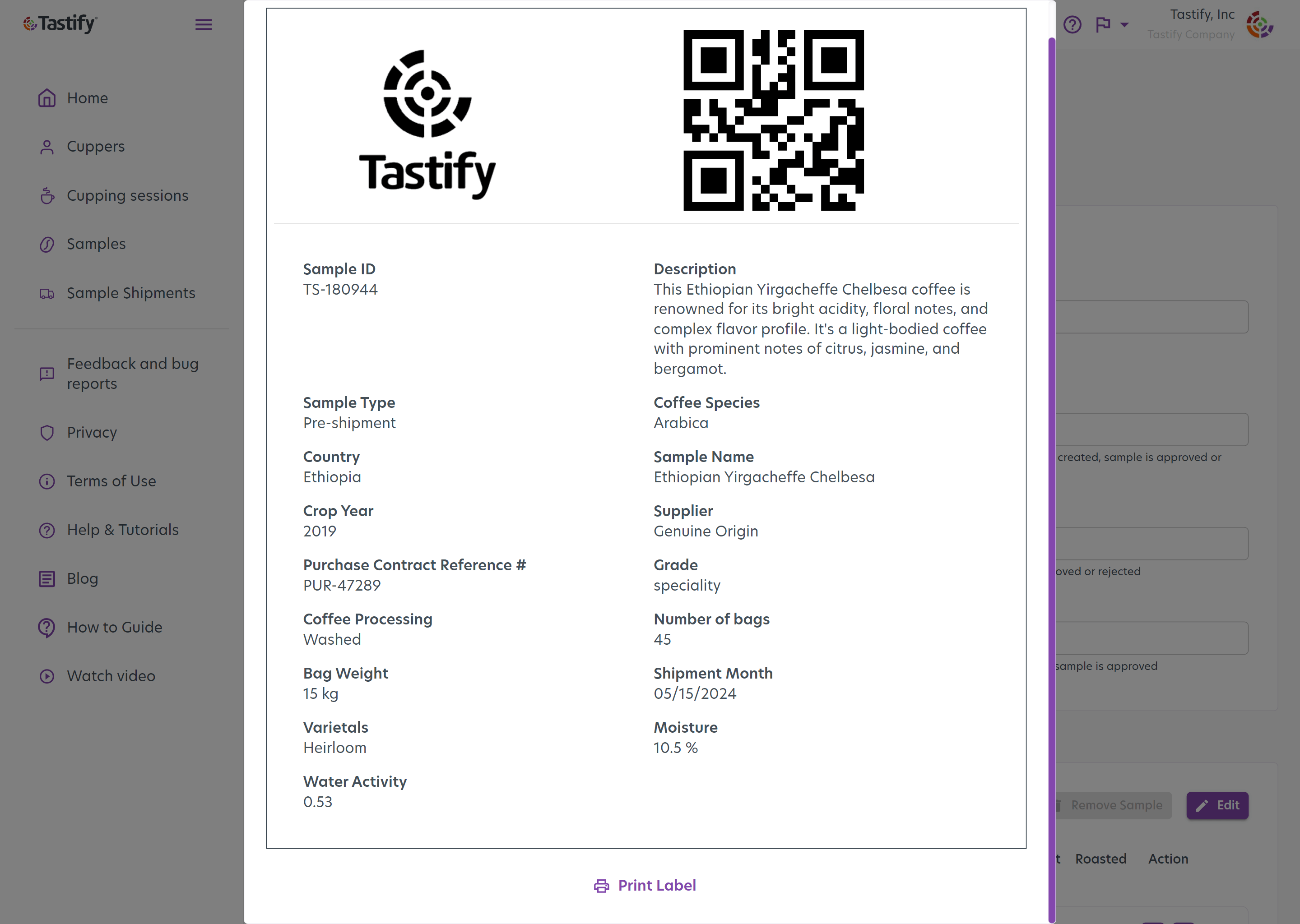 Modifying and Generating Label – Tastify